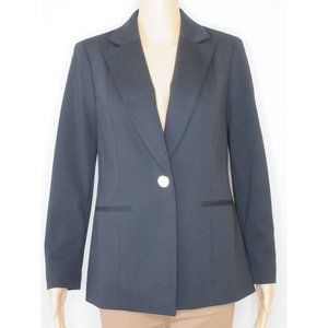 Kasper Women's One Button Zipper Cuff Black Blazer Size 6 P NWOT B2-09
